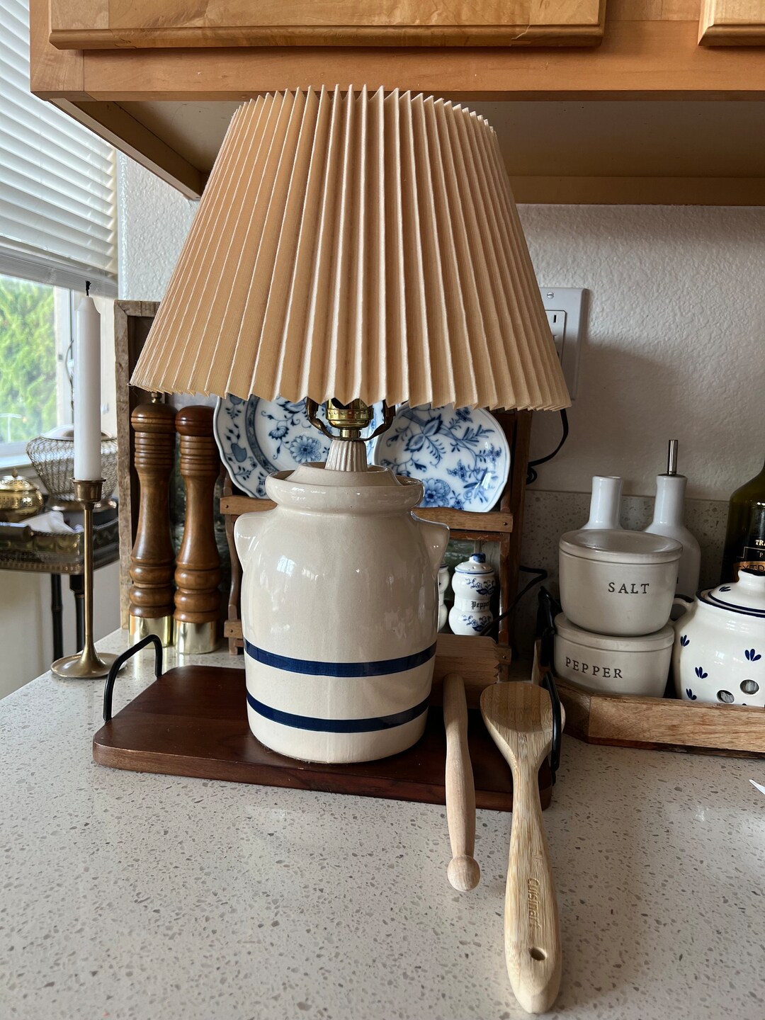 Vintage Country Crock Lamp Ceramic Jug Lamp Glazed Stoneware Etsy