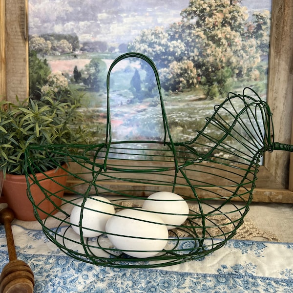 Hen on Basket Etsy