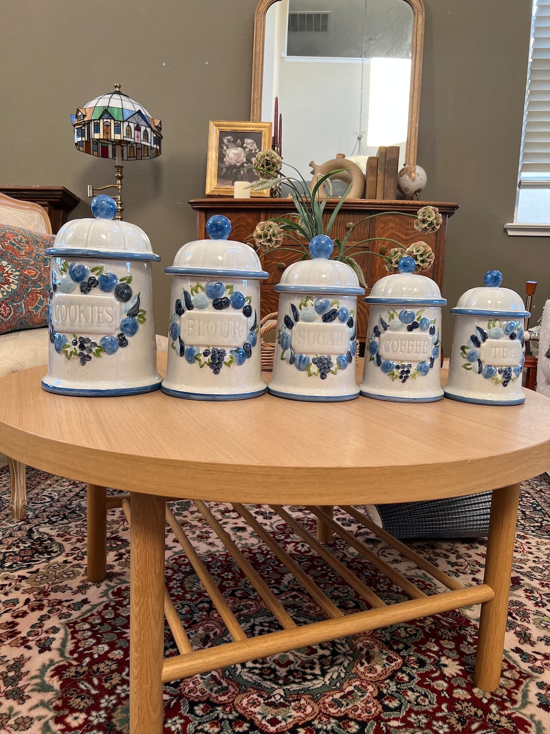 Vintage Ceramic Kitchen Canisters Set, Coquette Kitchen, Boho Jars, Canisters With Lids ...