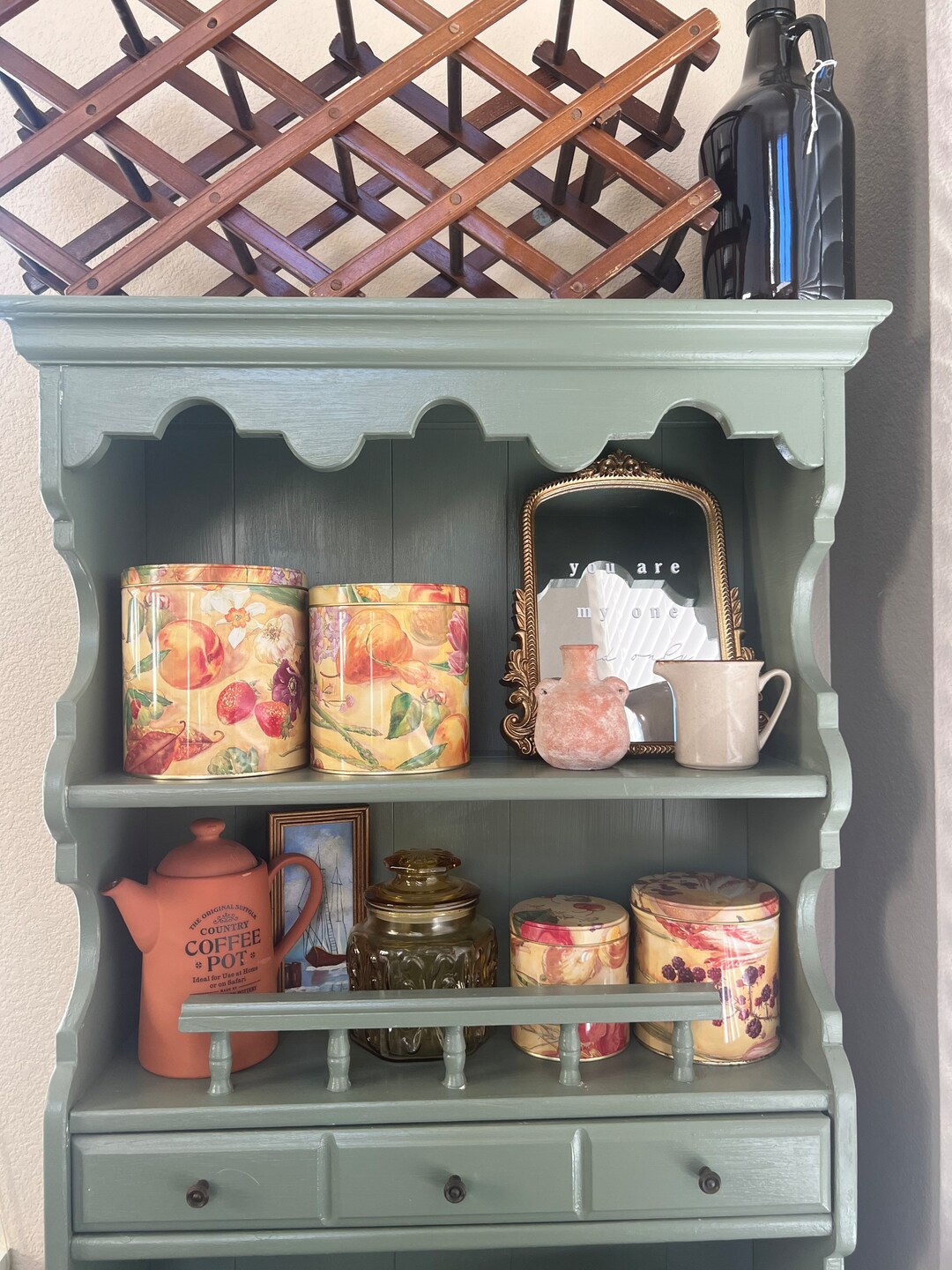 Nesting Kitchen Items Vintage Tin Canisters Fruit & Vegetable Nesting Kitchen Set of 4 ...