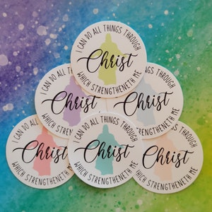 2.5" Round Stickers LDS Youth Theme 2023 I Can Do All Things Through Christ Which Strengtheneth Me Philippians 4:13 - Gift Diary Sticker