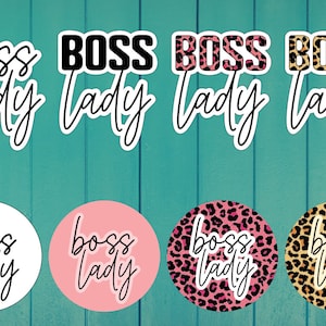 Stickers femme patronne | Options d'étanchéité | Mat ou brillant | 2,5 pouces | Parfait pour les gobelets, les journaux, les ordinateurs portables, les gourdes, etc.