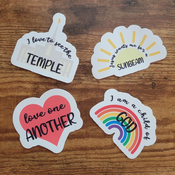Stickers LDS Christian Children's Primary Songs- I am a Child of God Love One Another I Love to See the Temple Jesus Wants me for a Sunbeam