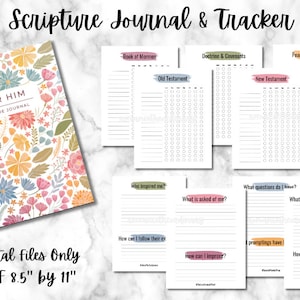 LDS Scripture Journal Digital Download Printable -10 Pages- Reflection Questions Weekly Reading Tracker- Floral Design Watercolor- Hear Him