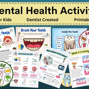 Tandheelkundige gezondheid afdrukbare activiteit voor kinderen, druk boek voor de kleuterschool, leermap, homeschoolcurriculum, tandonderwijs, digitale download