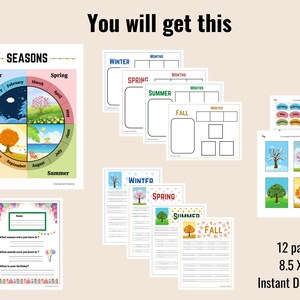 Seasons Printable for Kids, Months of the Year Matching Game, Four ...
