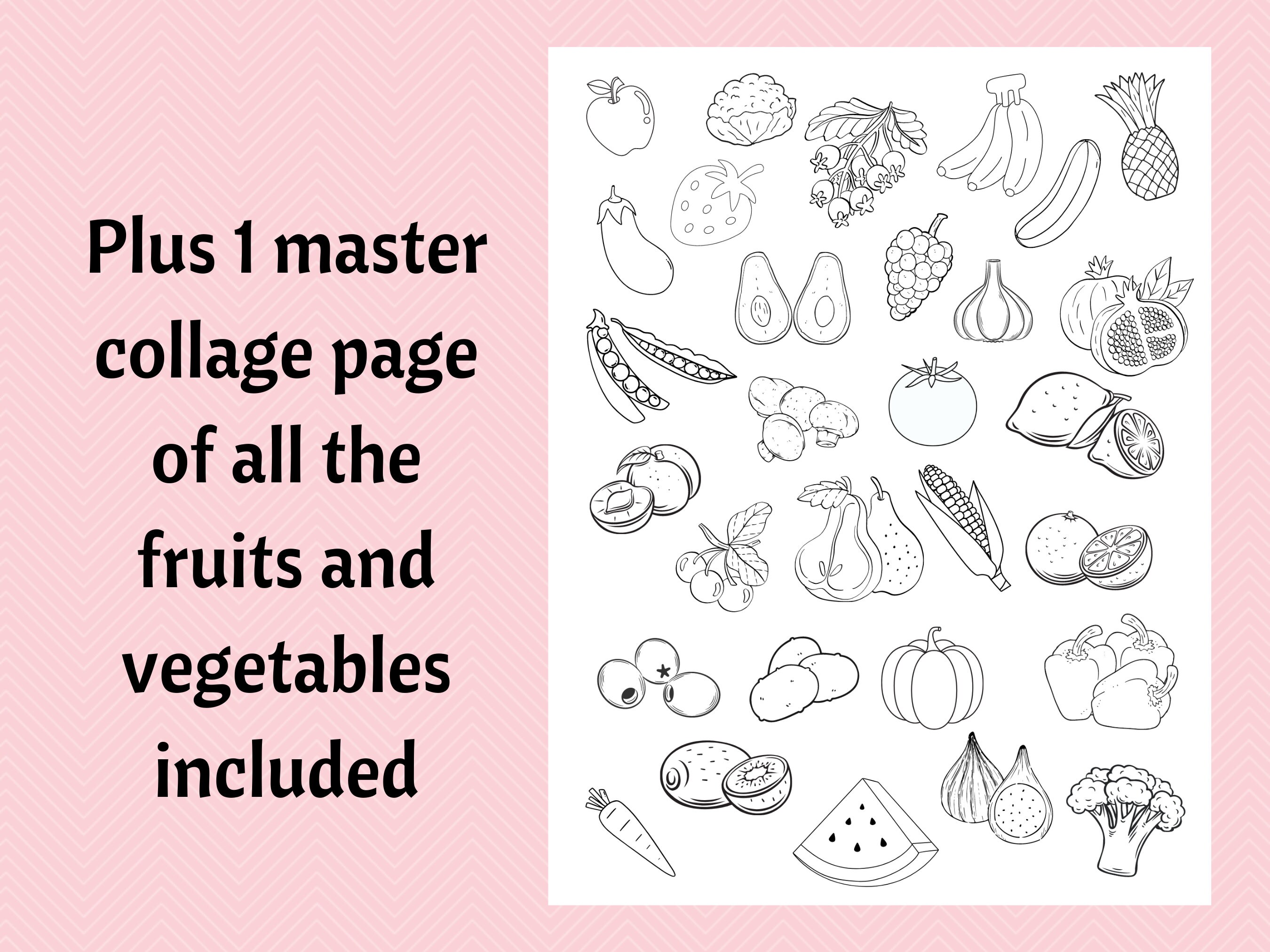 30 Fruits and Vegetables Coloring Pages Printable Instant Download - Etsy