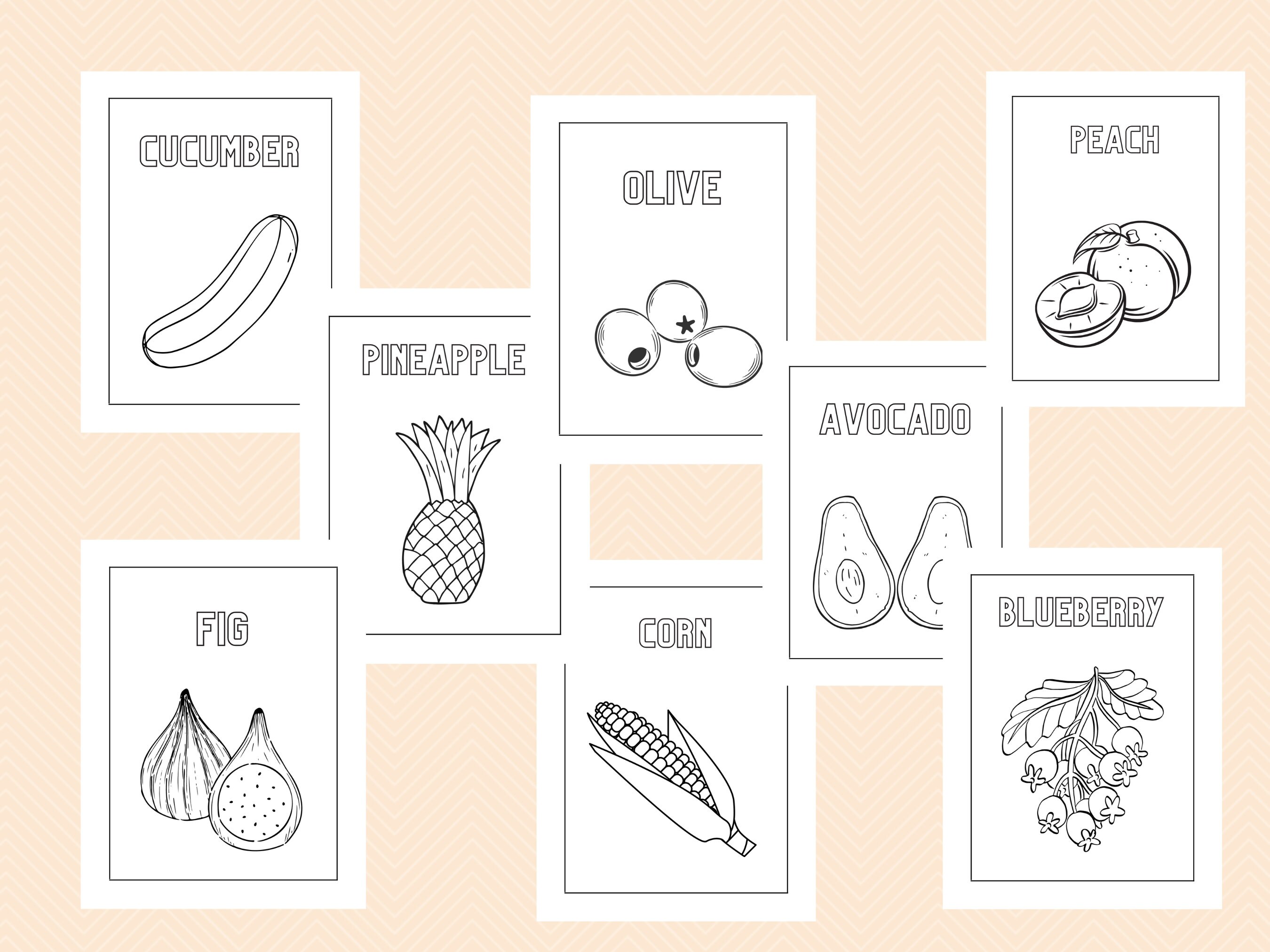 30 Fruits and Vegetables Coloring Pages Printable Instant Download - Etsy