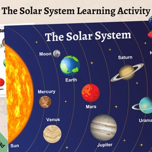 Solar System Printable Learning Activity for Kids, Planet Matching, Space learning, Space busy book, Homeschool Printable, Kindergarten