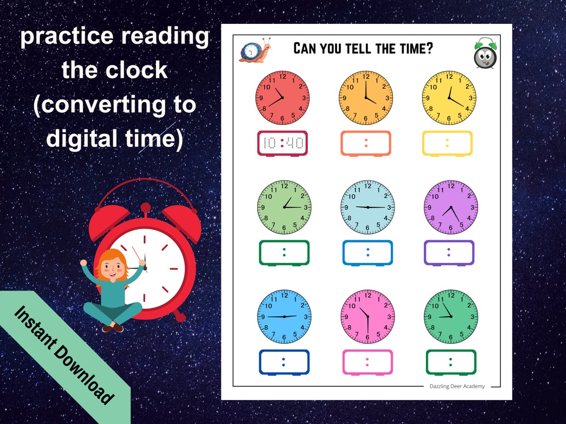 Learn to Tell Time Printable Activity, Telling Time Worksheet ...