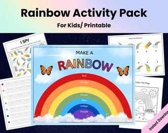 Activité arc-en-ciel pour les tout-petits et les enfants d'âge préscolaire, à imprimer, faire un métier arc-en-ciel, pages à colorier, livre animé Montessori arc-en-ciel et feuilles de travail arc-en-ciel