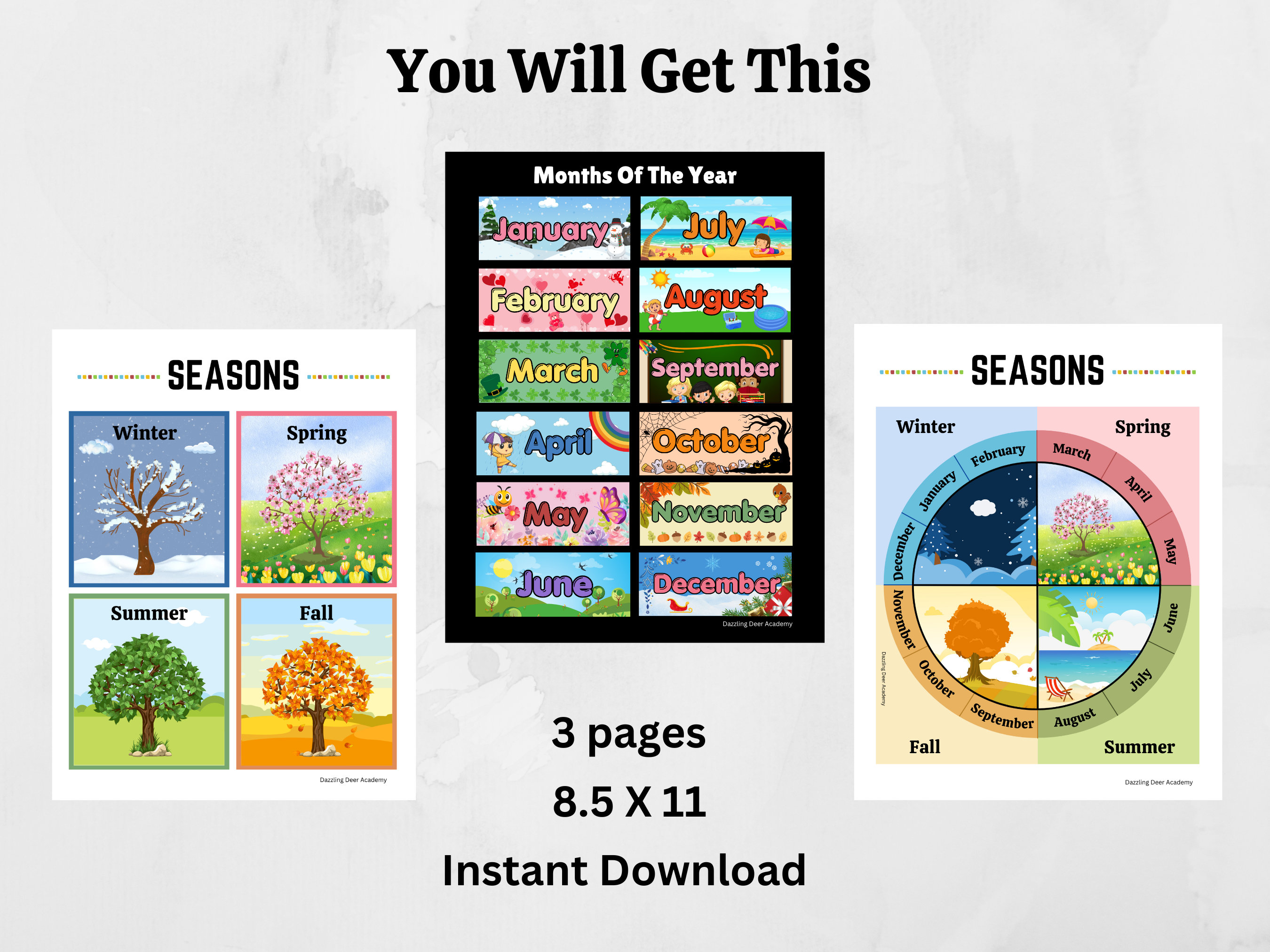 Months of the Year Poster, Seasons Poster, Printable Months Chart ...