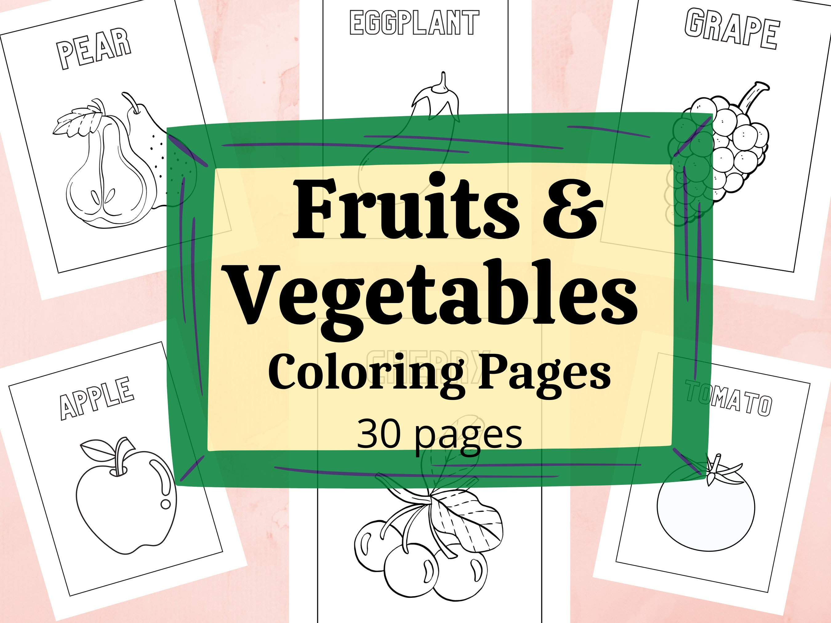 30 Fruits and Vegetables Coloring Pages Printable Instant Download - Etsy