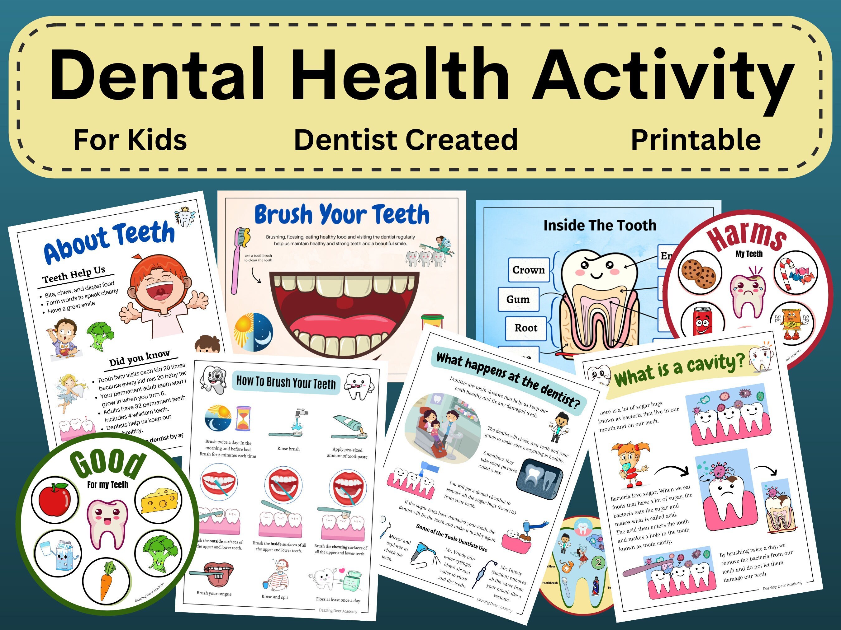 Dental Health Printable Activity For Kids Preschool Busy Book 