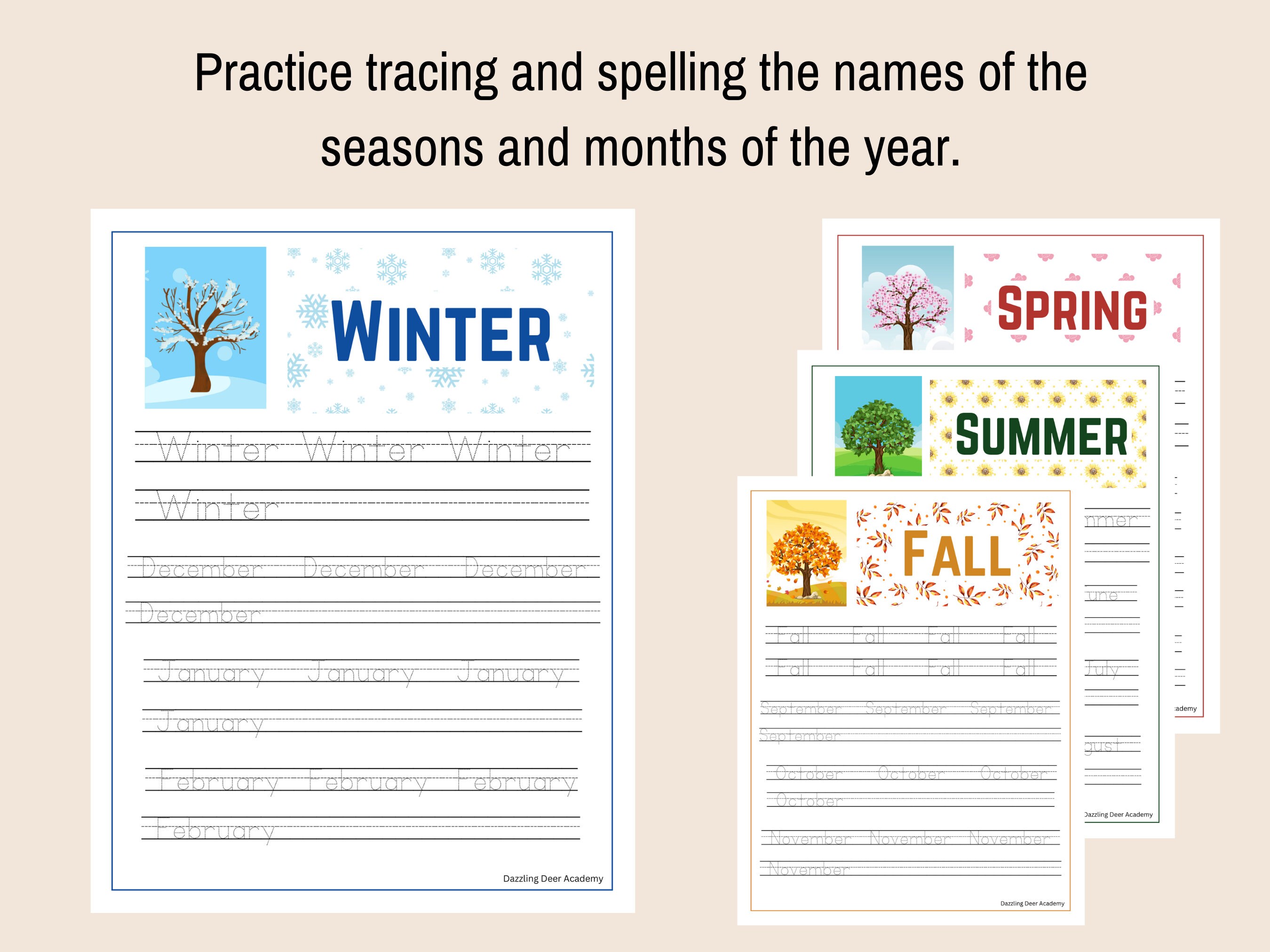 Seasons Printable for Kids, Months of the Year Matching Game, Four ...
