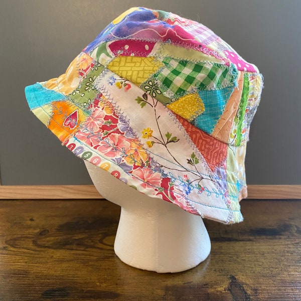 Patchwork Bucket Hat Etsy