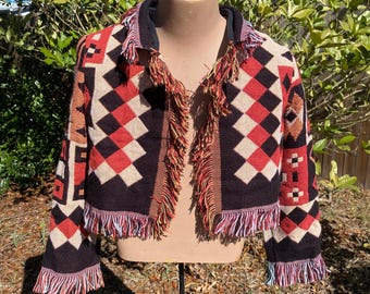 Upcycled Cropped Blanket Jacket
