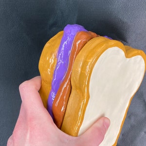 PB&J Trinket Box Nostalgic Cute Peanut Butter And Jelly Sandwich Trinket Box Clay Trinkets Tray Birthday gift Ring Dish Desk Organizer image 5