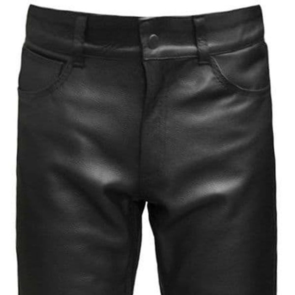 Uni - pantalon moto en cuir, vachette, motard, touring, pantalon pour hommes, panneau simple, jean, noir, classique