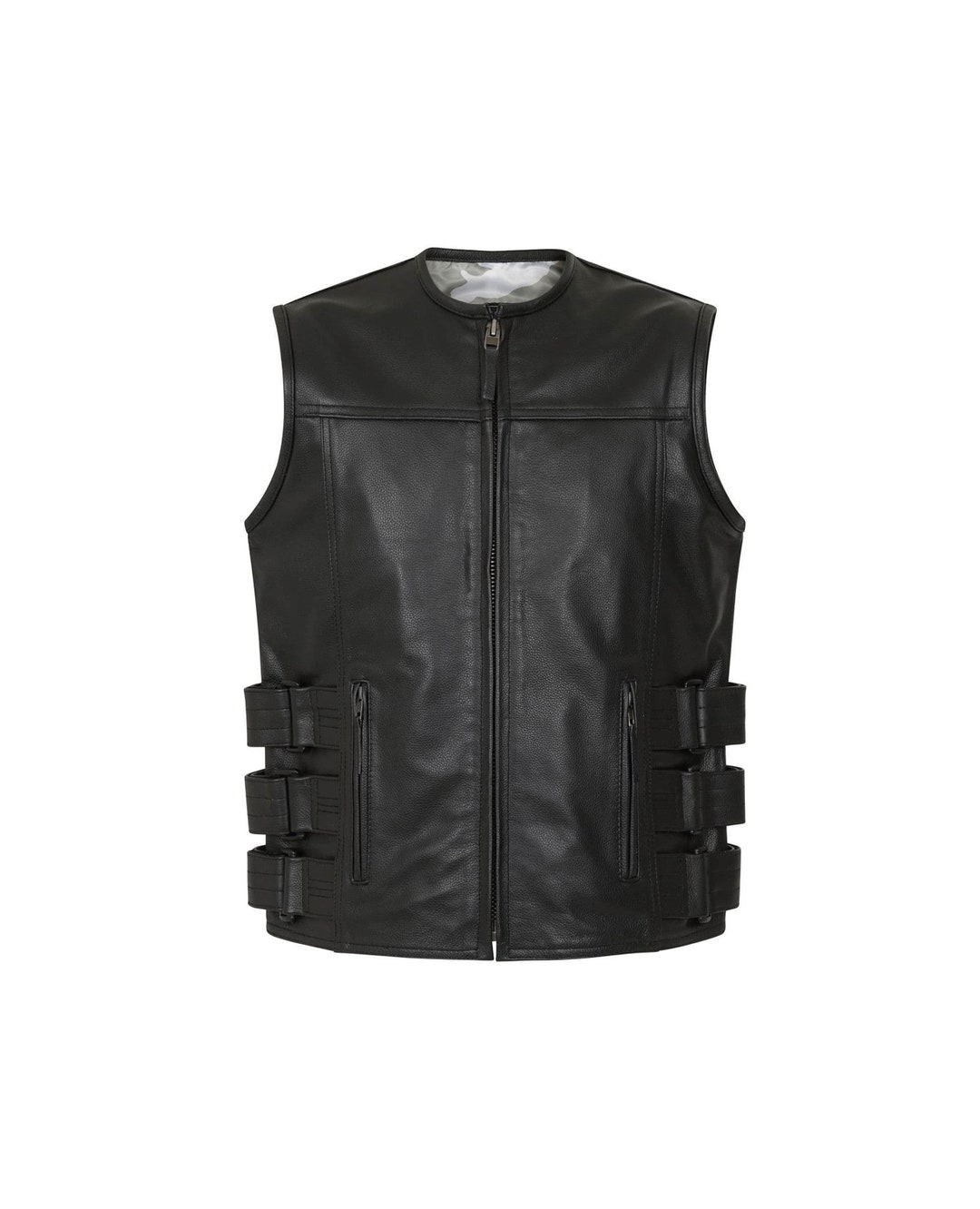 Leather Vest, Biker Vest, Black Leather Vest, Mens Leather Vest, Leather Motorcycle Waistcoat