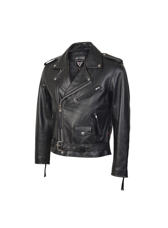 Decimal Men's Brando Black Sheepskin Leather Asymmetrical Biker Motorcycle Jacket (Multiple Sizes)