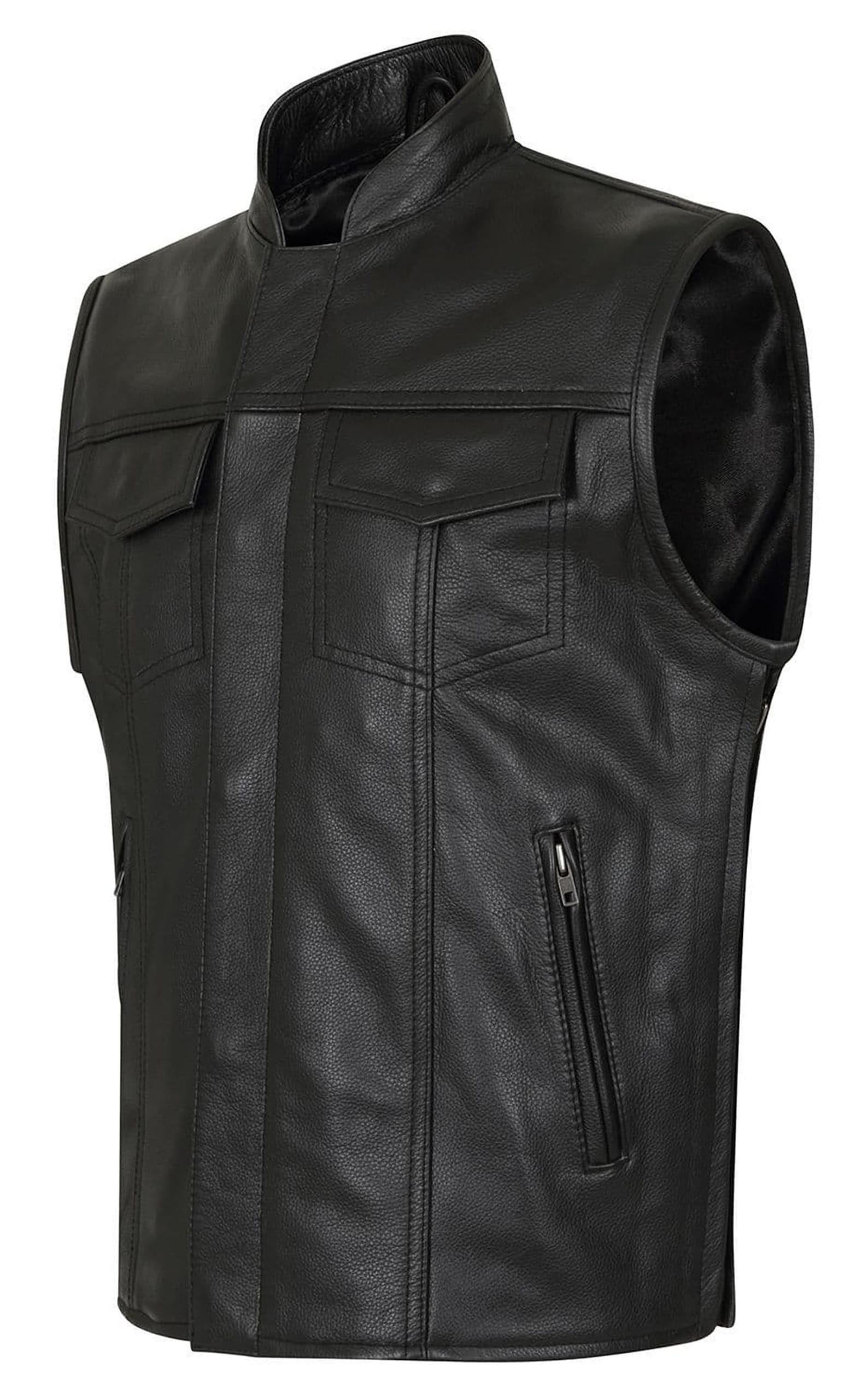 Men's Cowhide Suede Leather Motorcycle Vest - Spanish Braided Biker Vest For Riding
