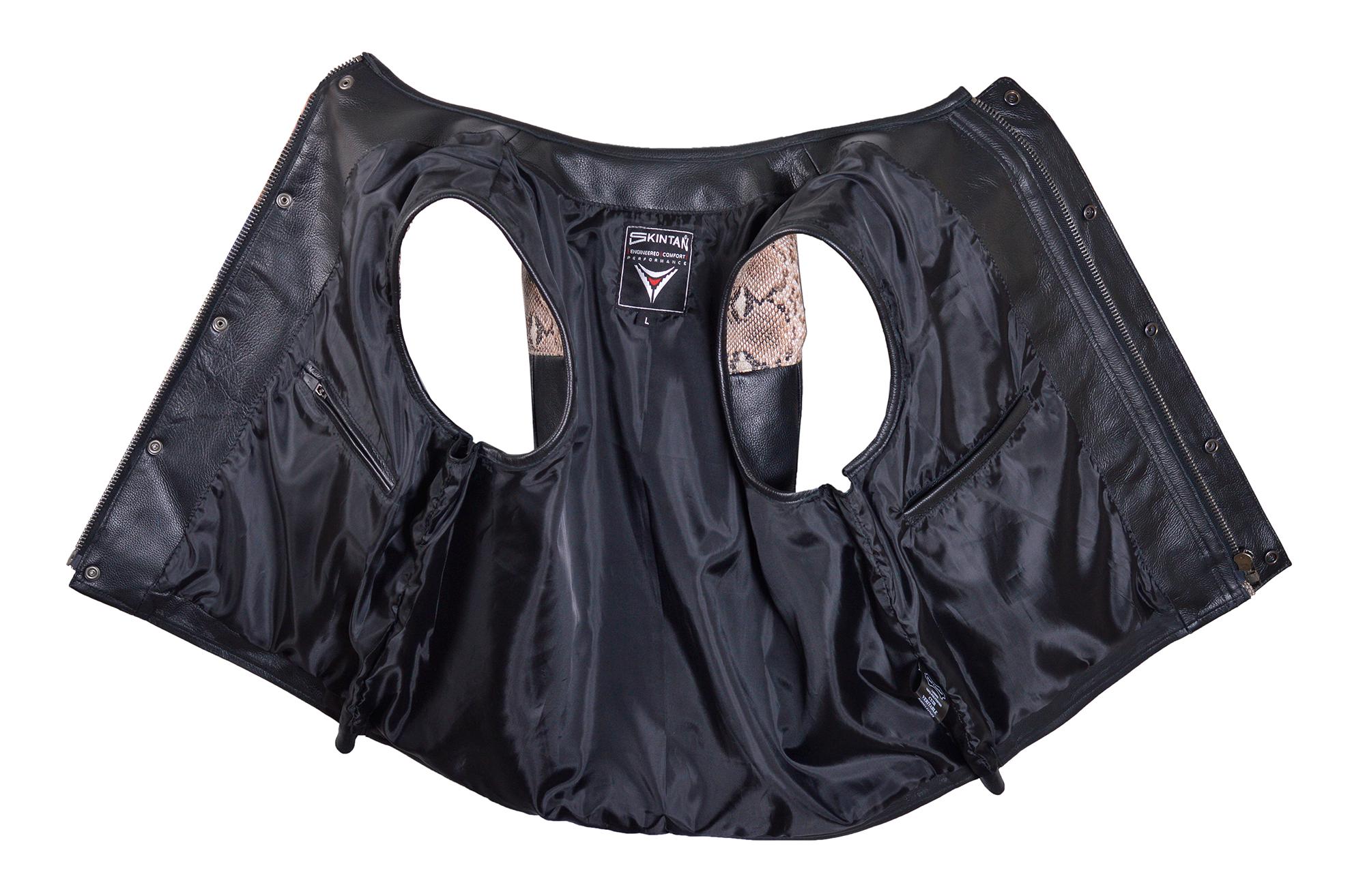 D.W.M.C. ライダース　クロコ肉厚レザーバイカーベストコンチョヴィンテージ Men's Leather Motorcycle Vest With Snake Print and Crocodile