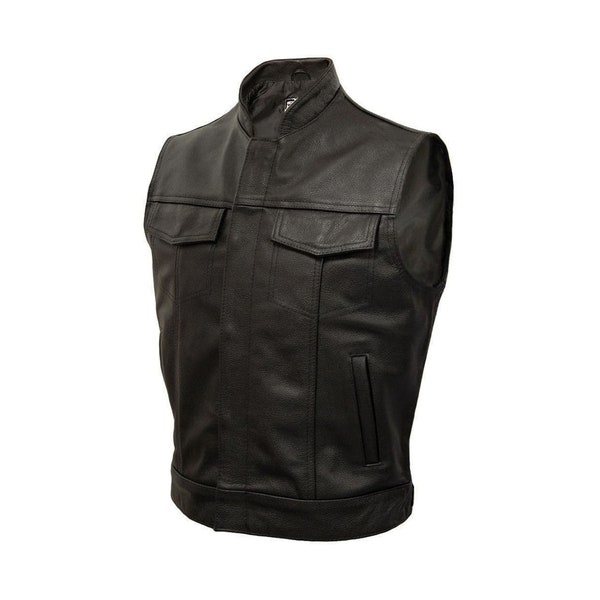 Leather Vest, Leather Biker Waistcoat, Leather Waistcoat, Leather Motorcycle Waistcoat, Leather Biker Vest, SOA Leather Vest, Jax Vest