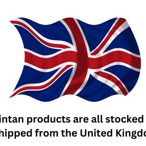 May include: A waving Union Jack flag, the national flag of the United Kingdom, with red, white, and blue colors. Skintan products are all stocked and shipped from the United Kingdom.