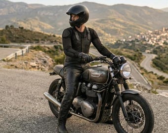 Men's Leather Motorcycle Dungarees / Salopettes – Premium Cowhide