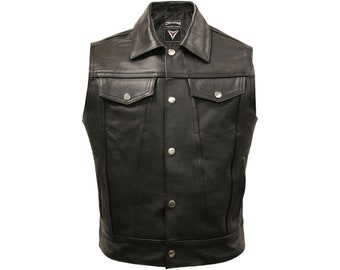 Leather Vest, Leather Biker Waistcoat, Leather Waistcoat, Leather Motorcycle Waistcoat, Leather Biker Vest, SOA Leather Vest, Jax Vest