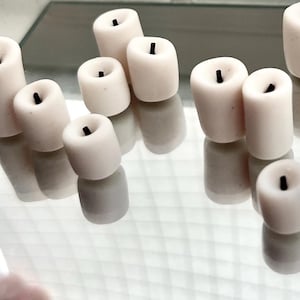 Miniature Pillar Candles - White, Aged, 1:12 Scale Dollhouse, Handmade Polymer Clay