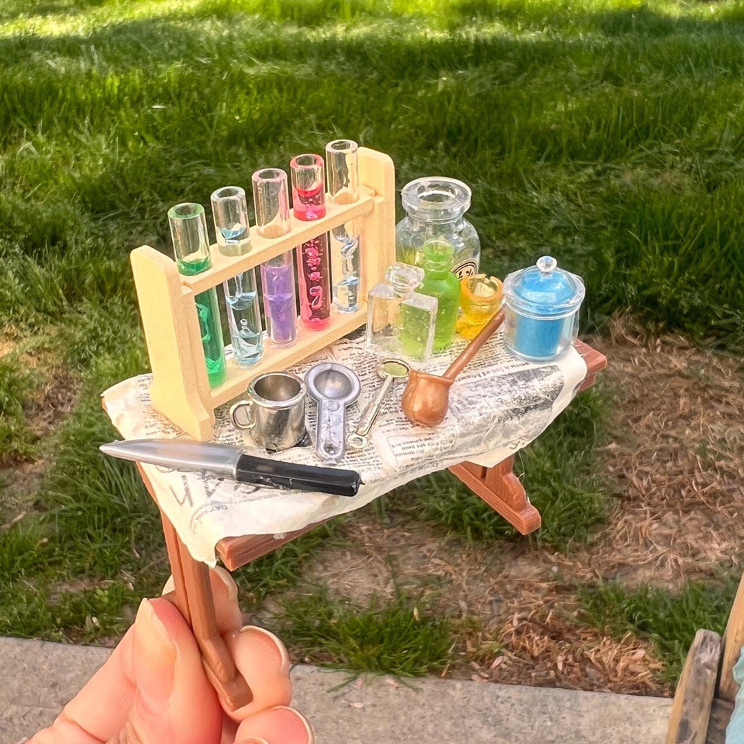 Mini Dollhouse Scientist Table - Miniature Experiment Scene 1:12 Scale ...