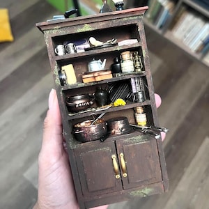 Miniature Aged Curio Shelf 1:12 Scale - Witchcraft & Wizardry Scene