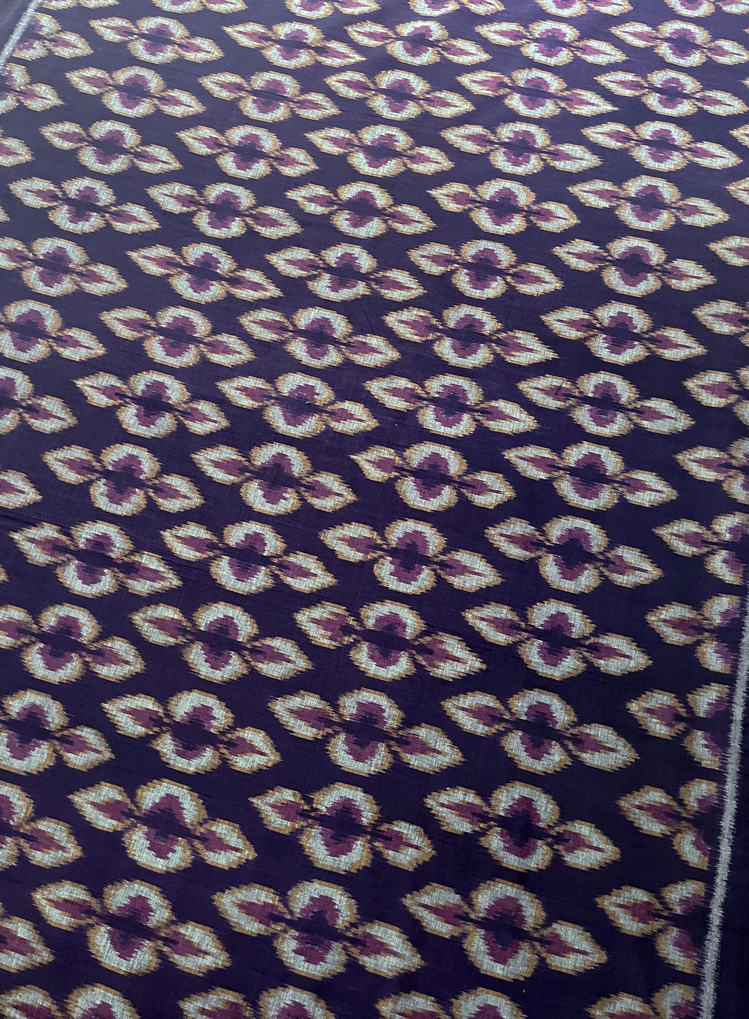 Bali Ikat Textile With Purple Red Floral Pattern 100 Cotton Bali Ikat Textile With Purple Red Floral Pattern 100 Cotton