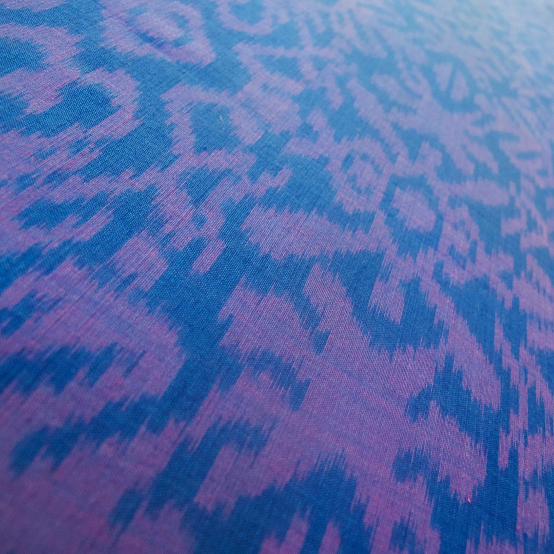 Bali Ikat Textile With Purple Blue Floral Pattern 100 Cotton Bali Ikat Textile With Purple Blue Floral Pattern 100 Cotton