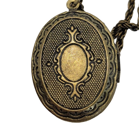 Vintage Gold Toned Rhinestone Owl Locket Necklace… - image 5