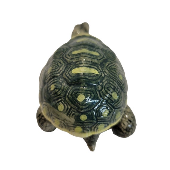 Vintage Porcelain Ceramic Green Tortoise Turtle T… - image 3
