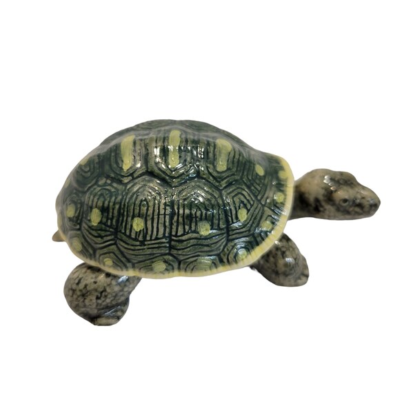 Vintage Porcelain Ceramic Green Tortoise Turtle T… - image 4