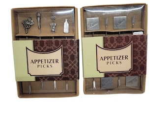 2 Sets of 4 Pewter Snack Appetizer Hor D Oeuvre Party Picks Cheese Olives