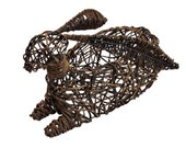 Vintage Synthetic Rope Rattan Rabbit Planter Basket Easter Spring Decoration