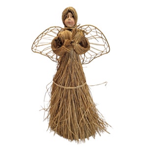 Vintage Angel 12&quot; Figurine Handmade Straw Folk Art Design Ornament