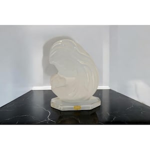 Vintage Hand Cut Glass Madonna & Child Statue Figurine Japan Christianity