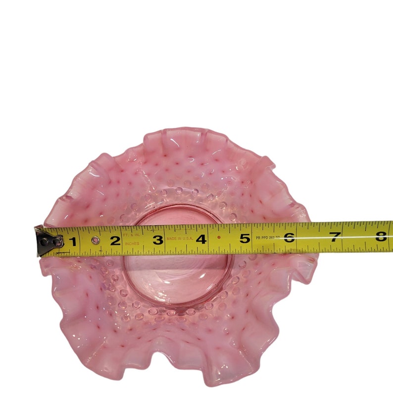 Vintage Pink Opalescent Fenton Glass Art Hobnail Ruffled Edge Candy Nut ...