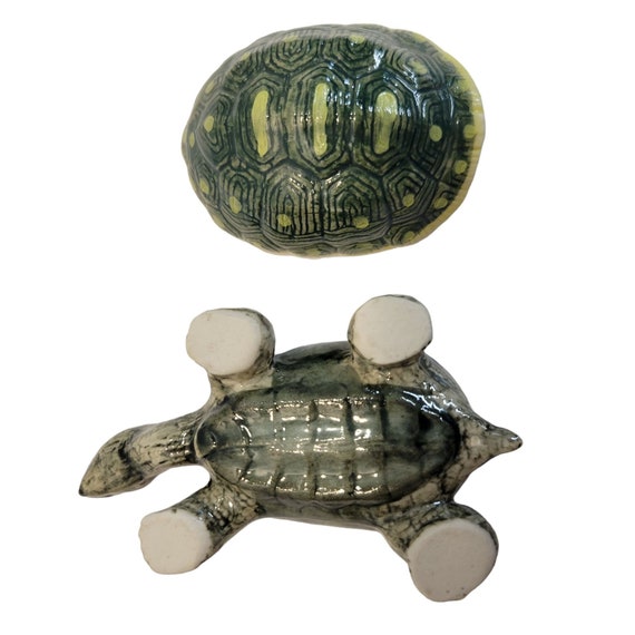 Vintage Porcelain Ceramic Green Tortoise Turtle T… - image 6