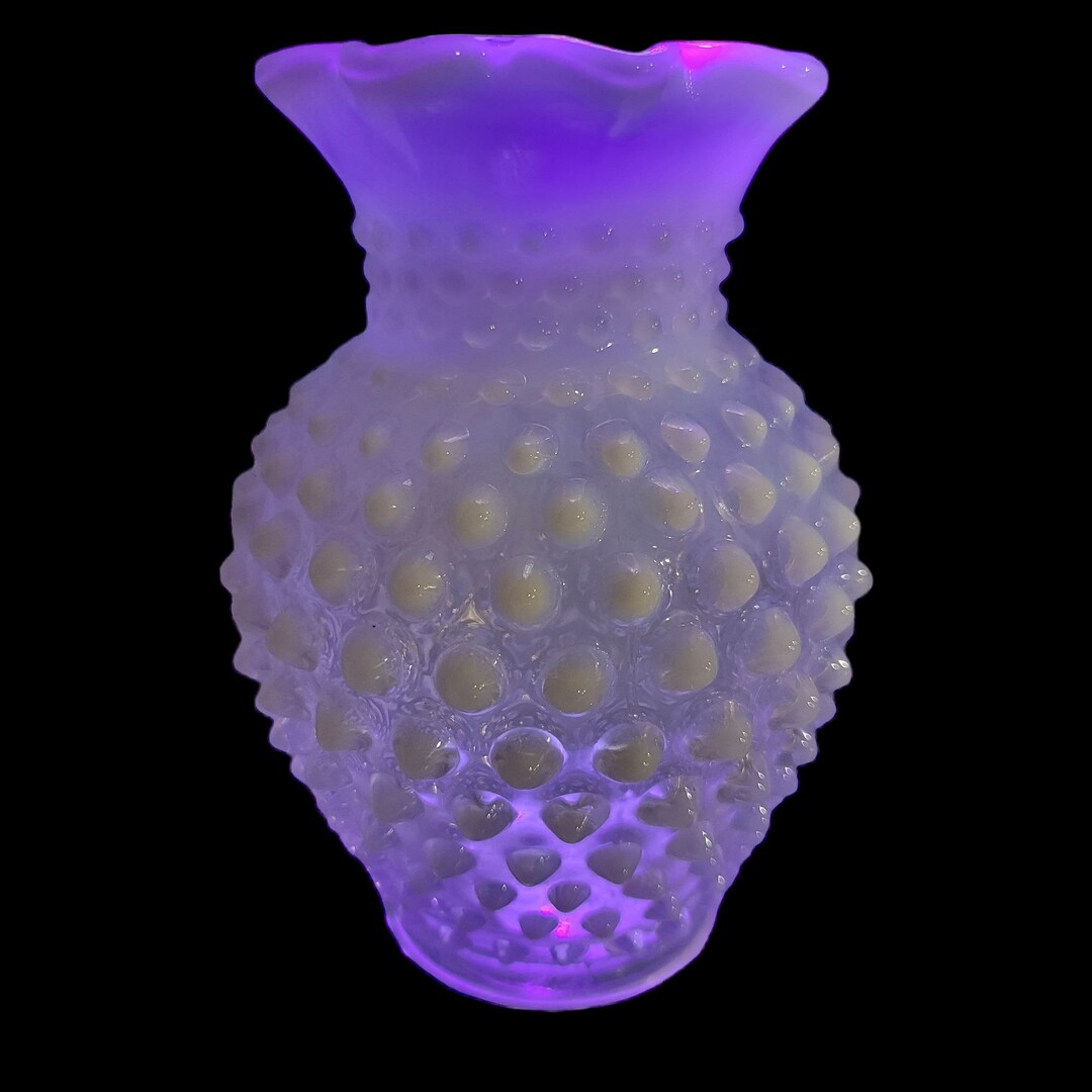 Vintage Fenton Art Glass White Opalescent Ruffled Hobnail - Etsy