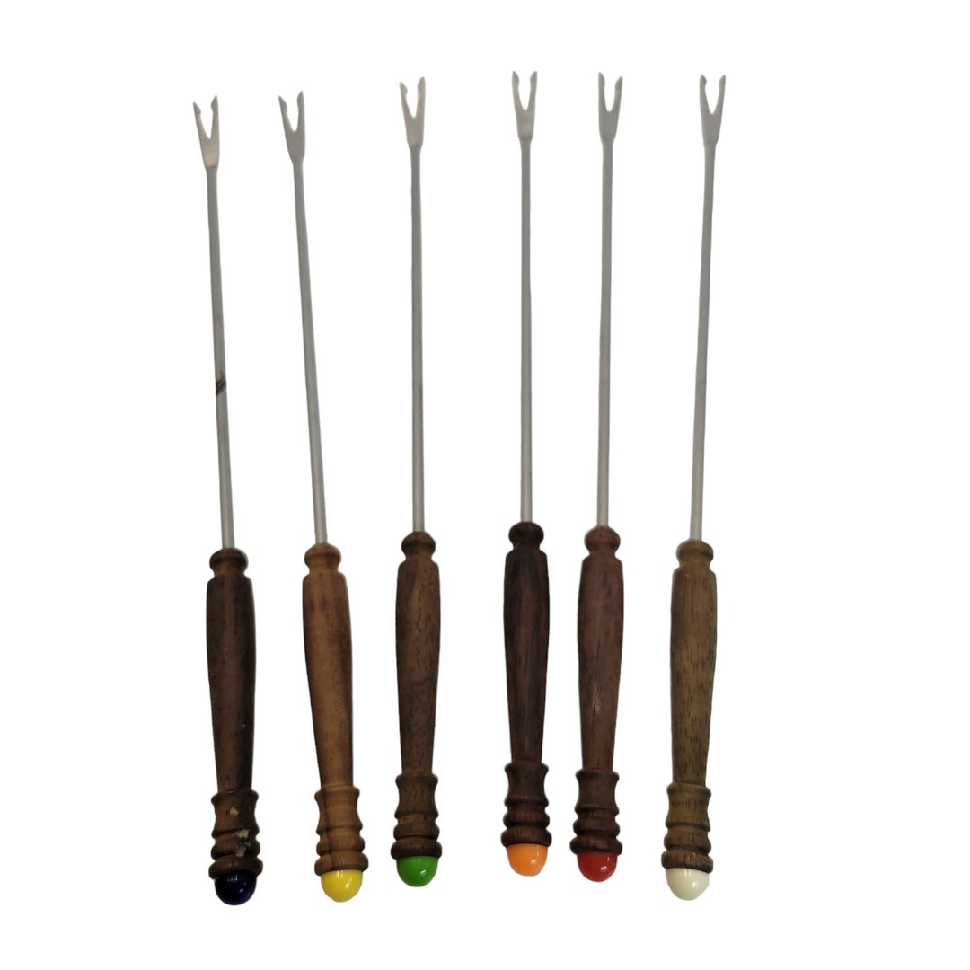thumbnail image 2 of Trudeau Stay Cool Fondue Forks Set Of 6 – Black Handles With Multi-Colored Tips 2 of 4