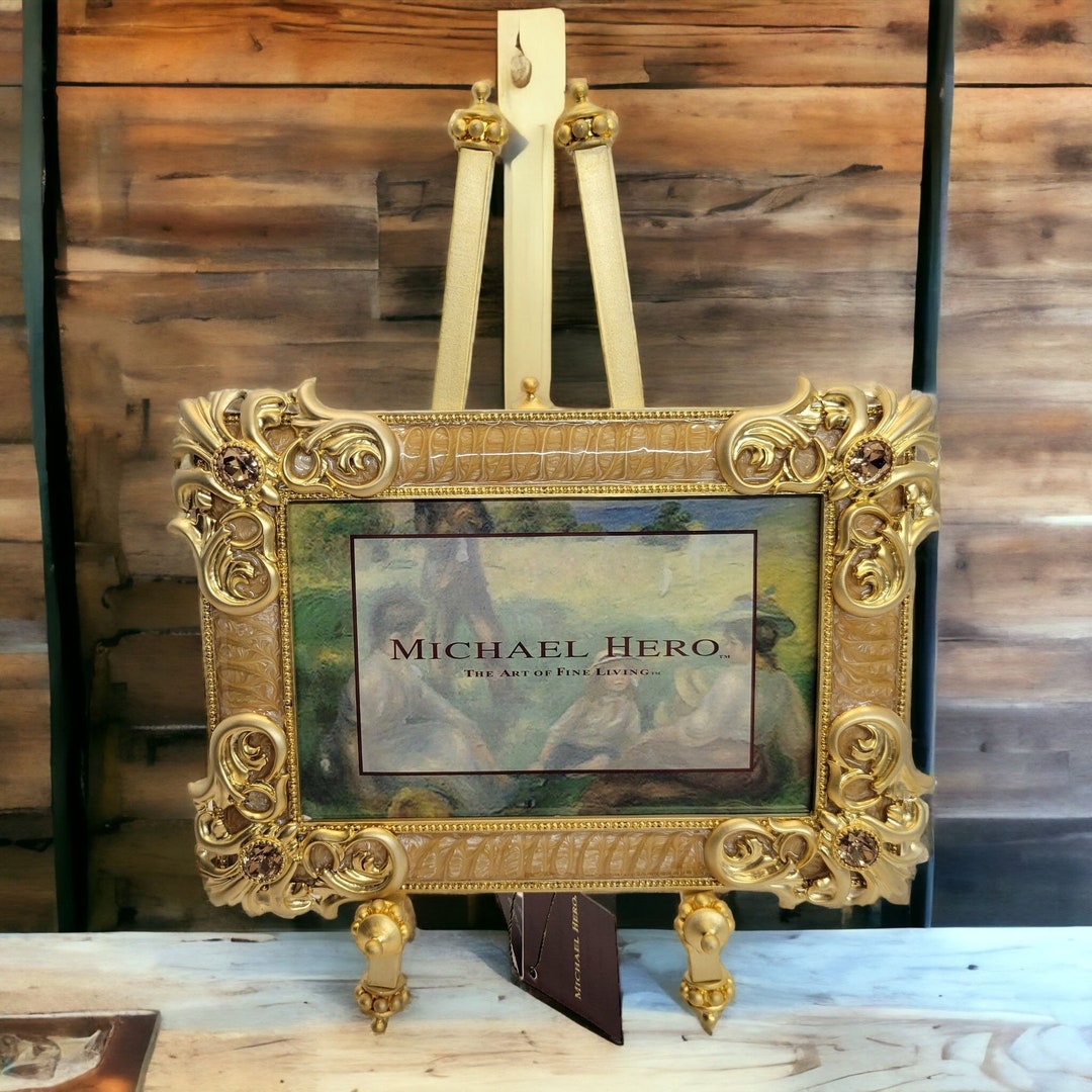 Michael Hero Frame Gold W/gold Toned Enamel & Swarovski Etsy