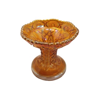 Vintage Imperial Iridescent Marigold Carnival Glass Punch Bowl Base