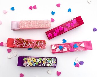 Personalized toddler and girl hair clip - baby glitter barrette - sparkly dress up - accessories - name hair clip